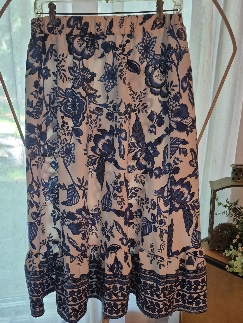 Blue Floral Midi Skirt - Floral Women's Skirt
